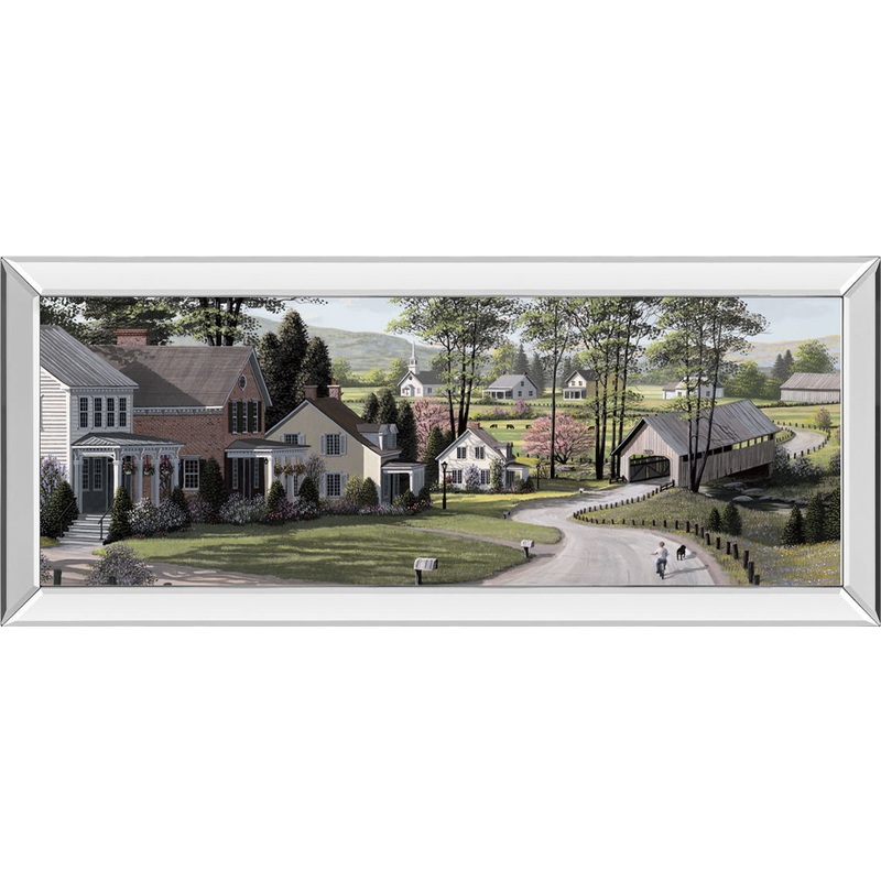 The Covered Bridge By Saunders B. – Mirrored Frame Wall Art – Green