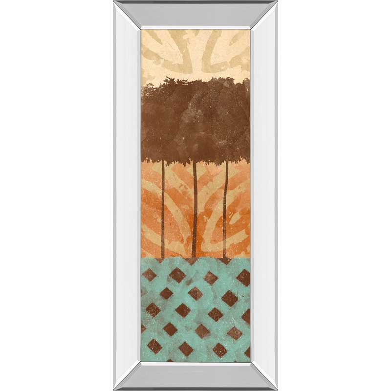 Tribal Trio Il By Alonzo Saunders – Mirror Framed Print Wall Art – Dark Brown