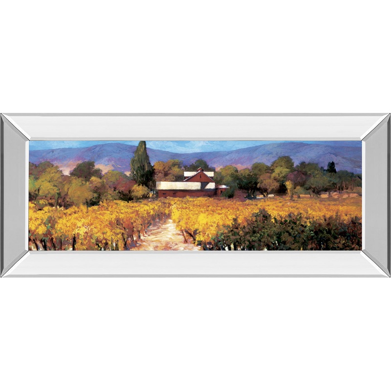 Vineyard Afternon By Craig P. – Mirrored Frame Wall Art – Yellow
