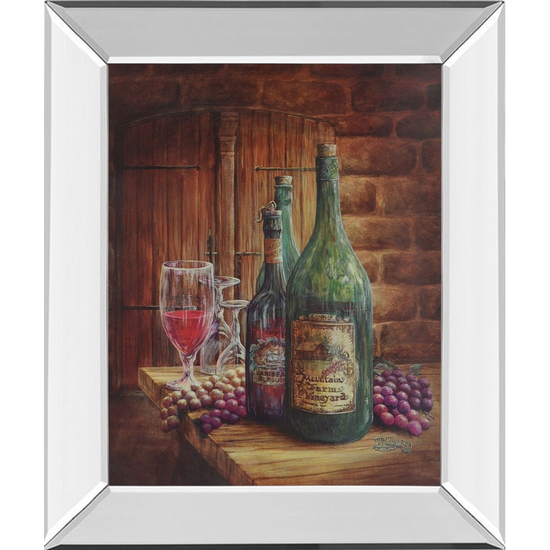 Vintage Wine Ill – Mirror Framed Print Wall Art – Dark Brown
