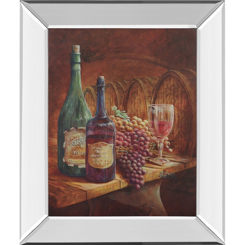 Vintage Wine IV – Mirror Framed Print Wall Art – Dark Brown