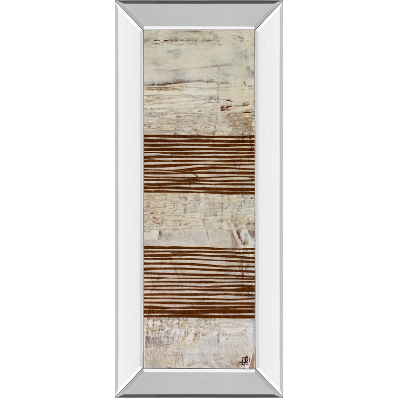 White Stripes Il By Natalie Avondet – Mirror Framed Print Wall Art – Dark Brown