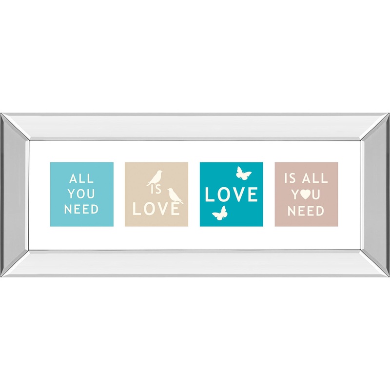 Words Of Kindness Il By The Vintage Collection – Mirror Framed Print Wall Art – Blue
