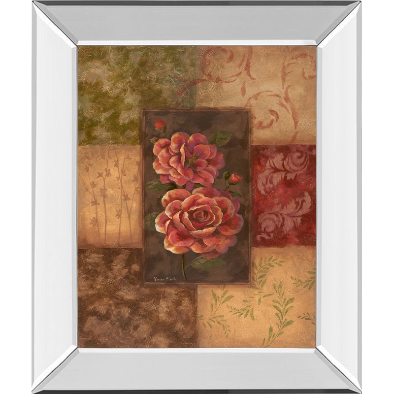 Camellias On Chocolate By Vivian Flasch – Mirror Framed Print Wall Art – Red