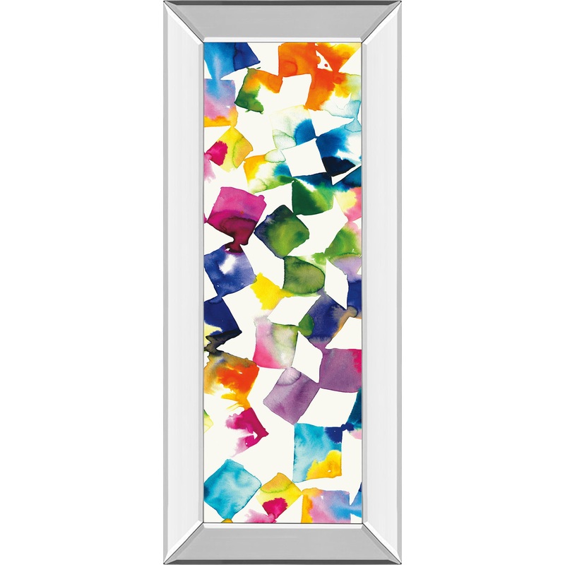 Colorful Cubes Il By Wild Apple Portfolio – Mirror Framed Print Wall Art – Blue