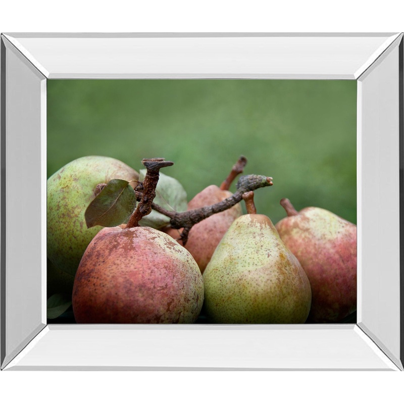 Comice Pear Il By Rachel Perry – Mirror Framed Print Wall Art – Green