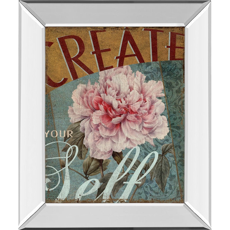 Create Yourself By Kelly Donovan – Mirror Framed Print Wall Art – Pink