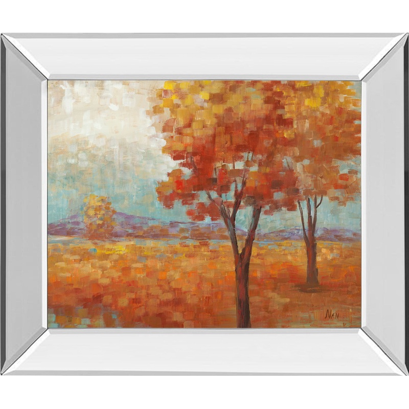Distant Mountain Il By Nan – Mirror Framed Print Wall Art – Red