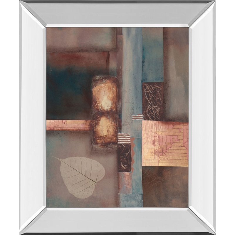 Fall I With Leaf By Laurie Fields – Mirror Framed Print Wall Art – Blue