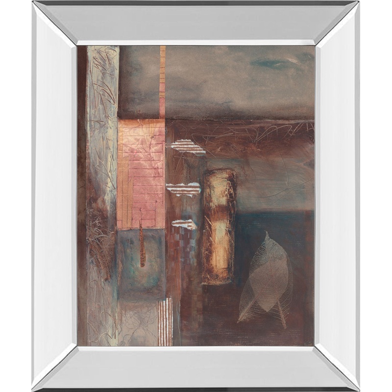 Fall Il With Leaf By Laurie Fields – Mirror Framed Print Wall Art – Dark Brown
