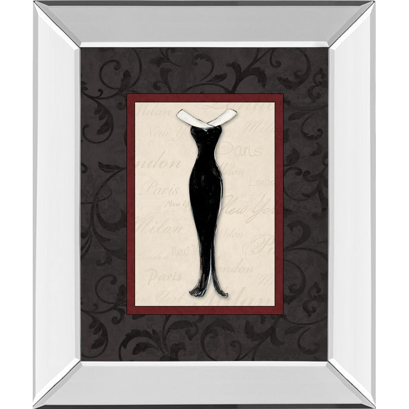 Fashion Dress I By Susan Osbourne Mirror Framed Print Wall Art – Black