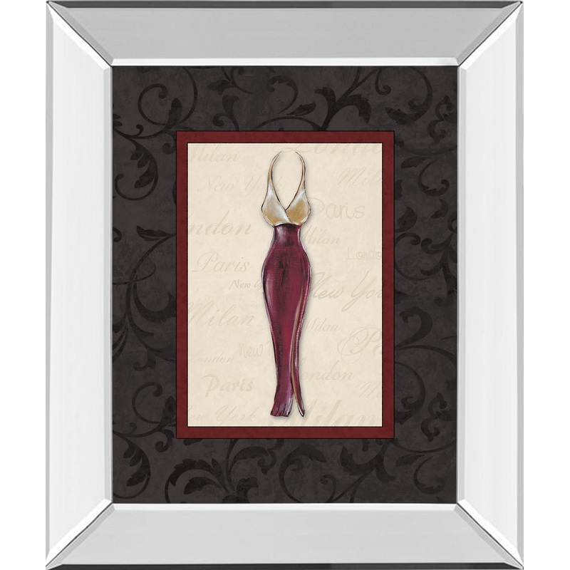 Fashion Dress Il By Susan Osbourne Mirror Framed Print Wall Art – Red