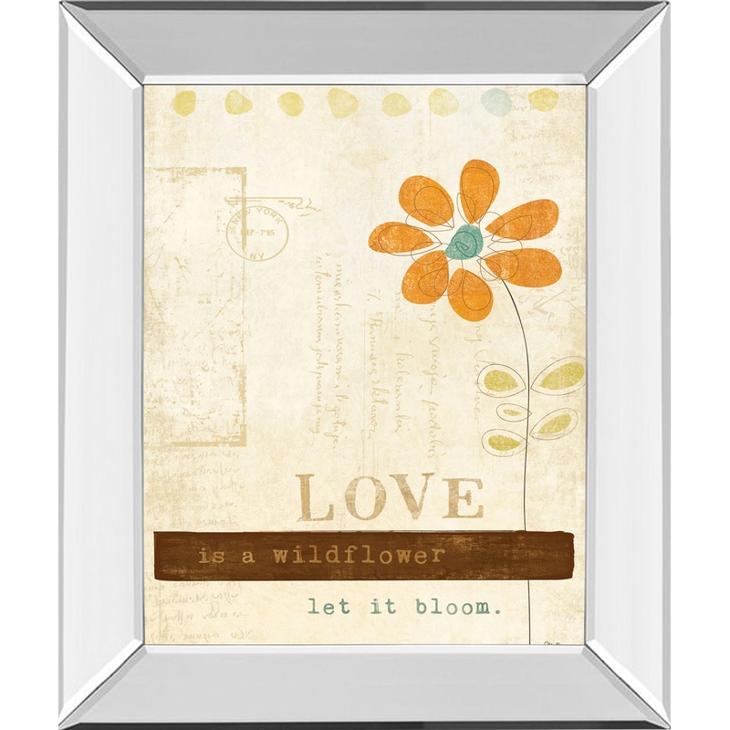 Let Love Bloom By Mollie B – Mirror Framed Print Wall Art – Orange