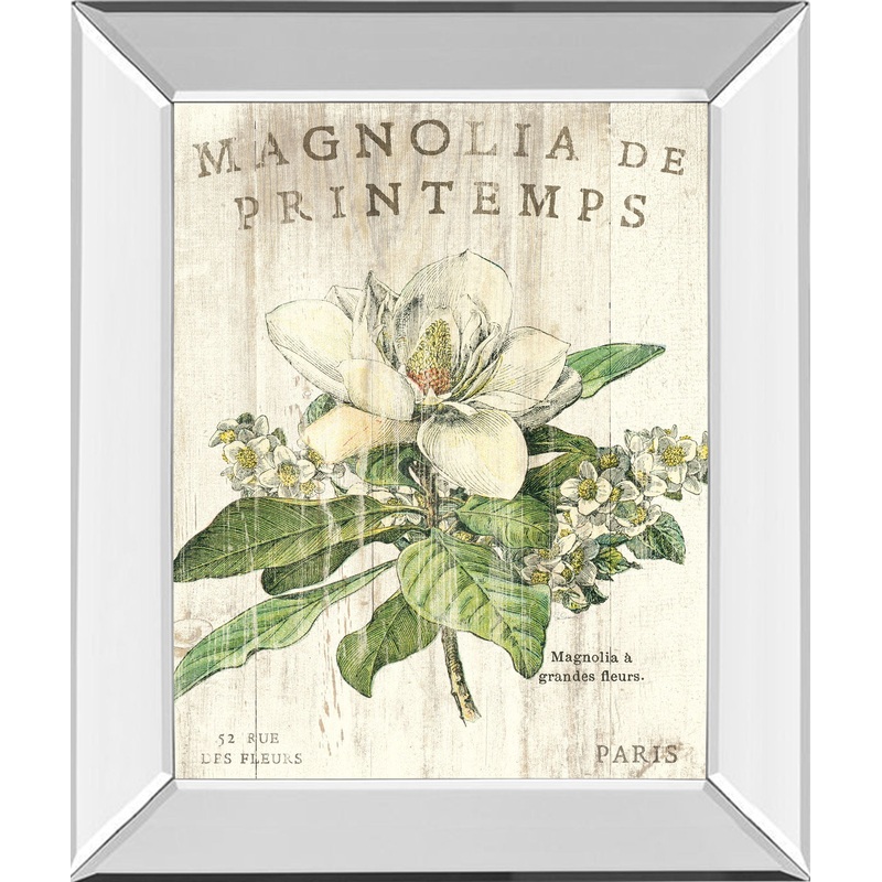 Magnolia De Printemps By Sue Schlabach – Mirror Framed Print Wall Art – White