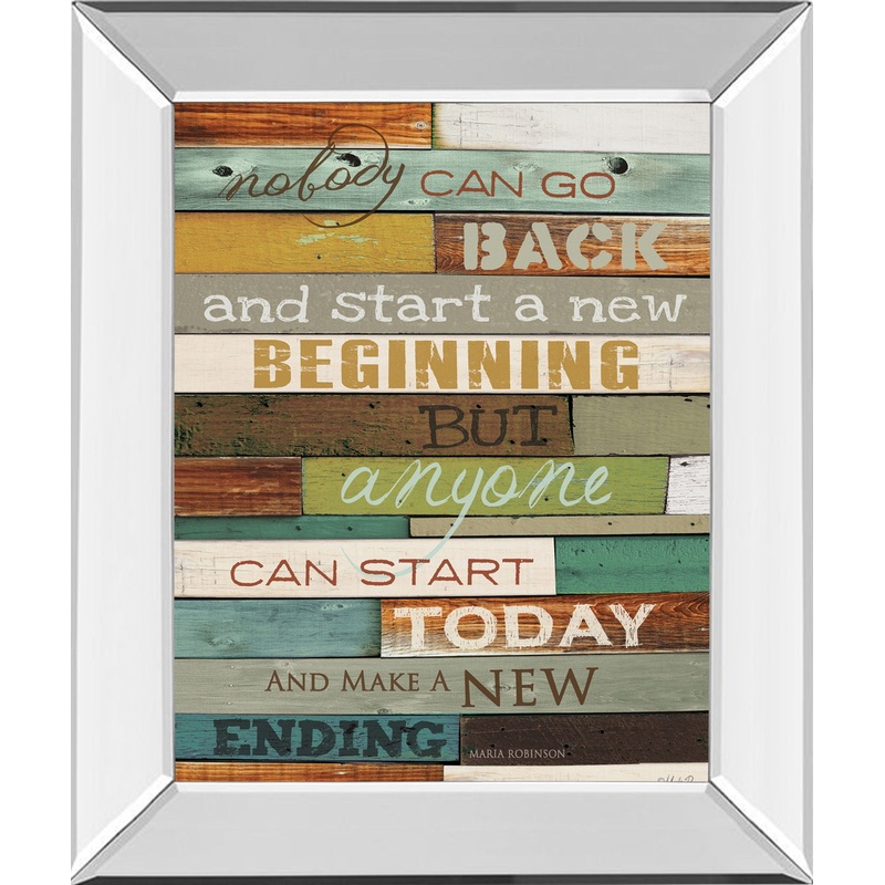 Make A New Ending By Marla Rae Motivational – Mirror Framed Print Wall Art – Dark Brown
