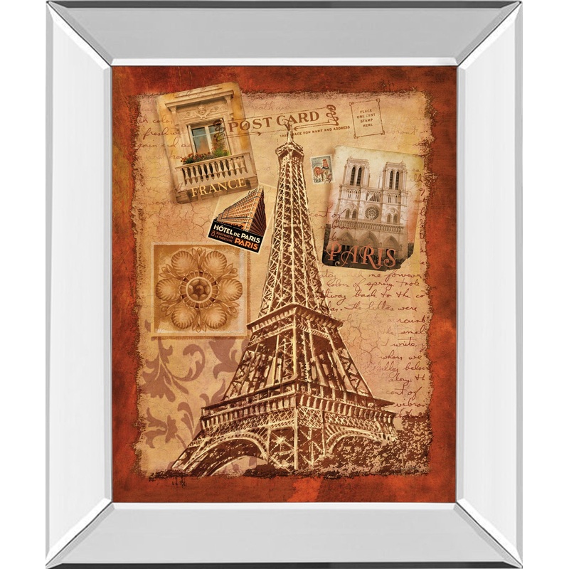 Memories Of Paris By Conrad Knutsen – Mirror Framed Print Wall Art – Red