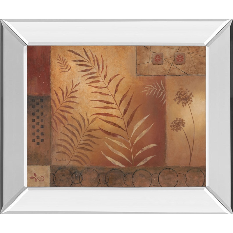 Modern Fern Il By Vivian Flasch – Mirror Framed Print Wall Art – Red