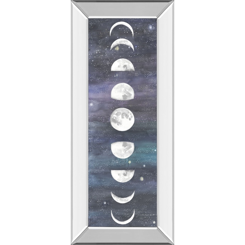 Moon Chart I By Naomi Mccavitt – Mirror Framed Print Wall Art – Blue