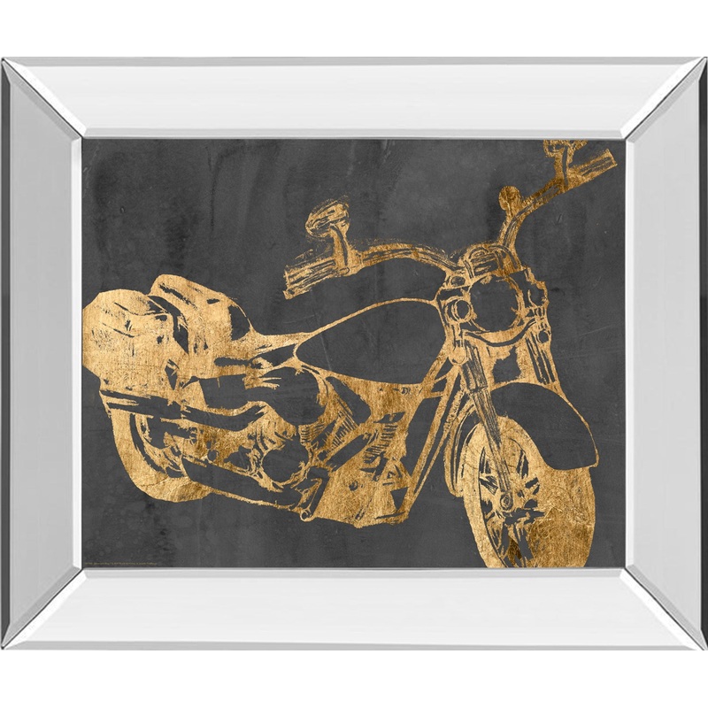 Motorcycle Bling I By Jennifer Goldberger – Mirror Framed Print Wall Art – Gold