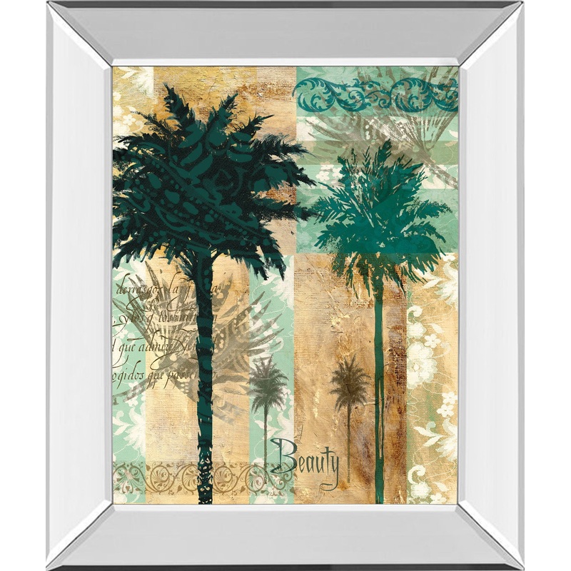 Palm Il By Maeve Fitzsimons – Mirror Framed Print Wall Art – Green