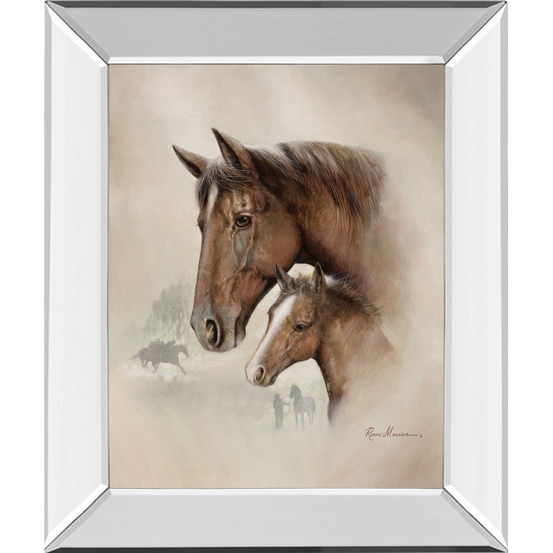 Race Horse I By Ruane Manning – Mirror Framed Print Wall Art – Dark Brown
