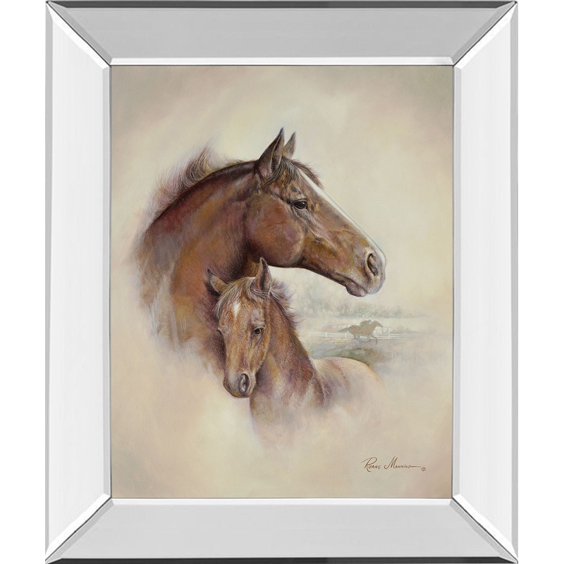 Race Horse Il By Ruane Manning – Mirror Framed Print Wall Art – Dark Brown