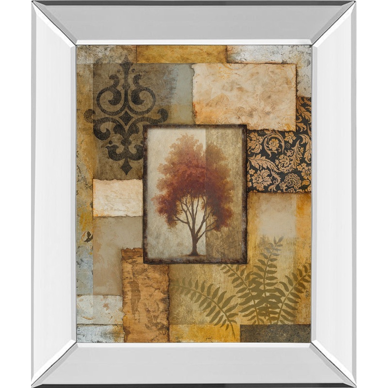 Red Tree Patch – Mirror Framed Print Wall Art – Gold