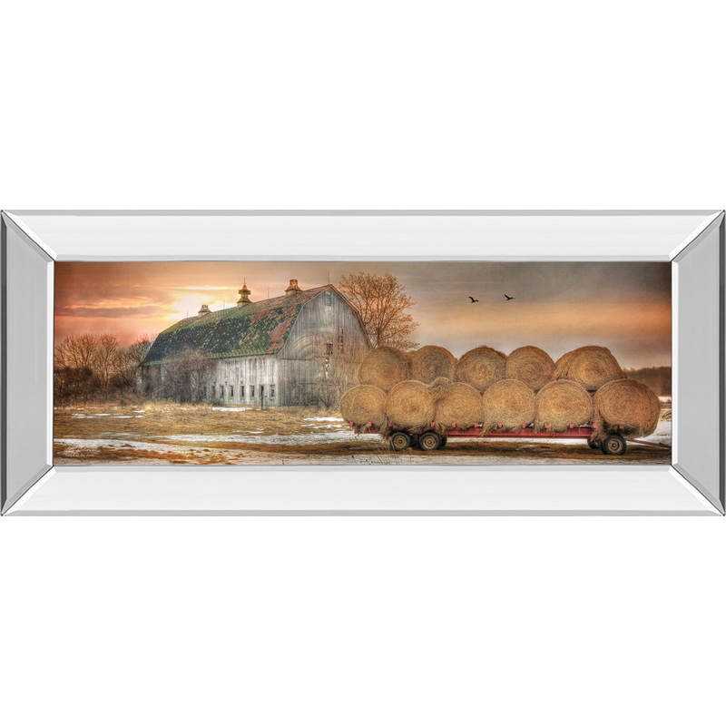 Sunset On The Farm By Lori Dieter – Mirror Framed Print Wall Art – Dark Brown
