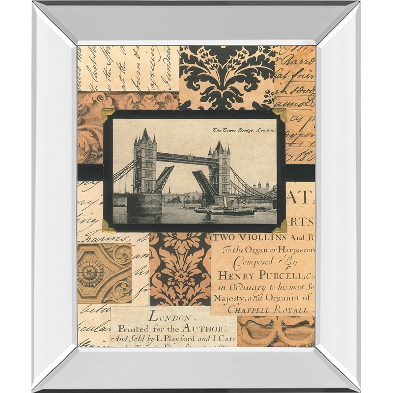 Travel Collage Il By Gillian Fullard Mirror Framed Print Wall Art – Beige