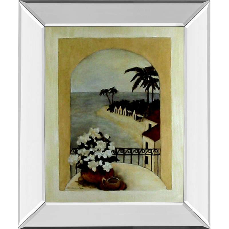 Tropical Moon By Ruane Manning – Mirror Framed Print Wall Art – Beige