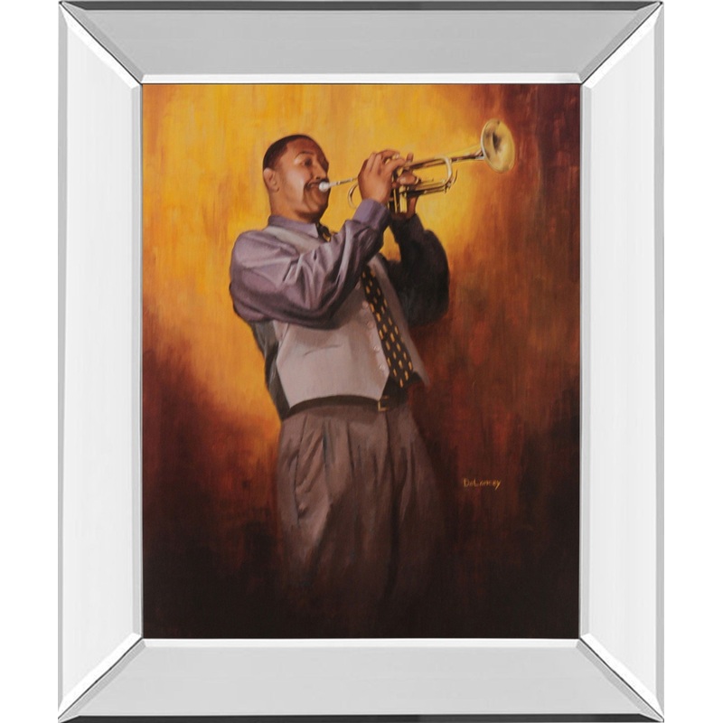 Trumpet Player – Mirror Framed Print Wall Art – Dark Gray