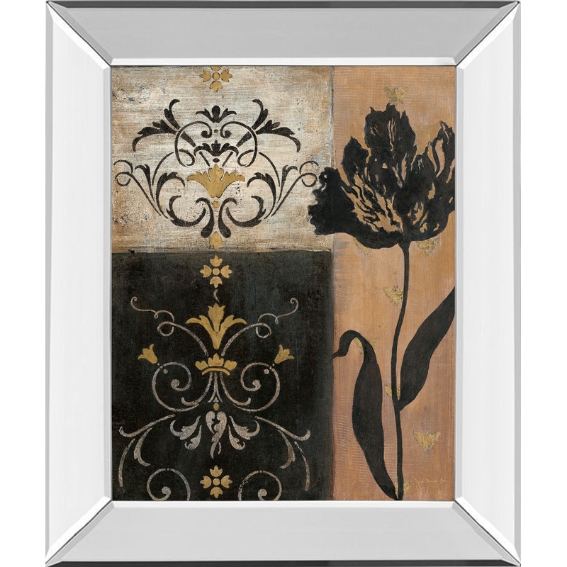 Tulip Silhouette By Tava Studio – Mirror Framed Print Wall Art – Black