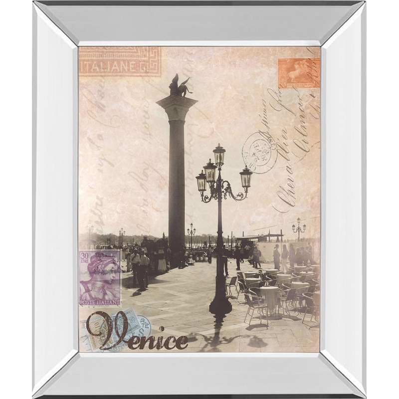 Venice Travelogue By Ben James – Mirror Framed Print Wall Art – Black