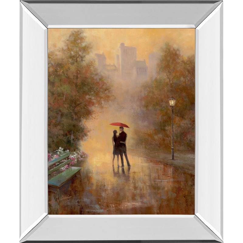 Walk In The Park I By T.C. Chiu – Mirror Framed Print Wall Art – Dark Brown