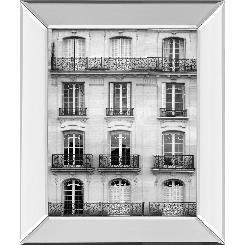 Across The Street I By Laura Marshall – Mirror Framed Print Wall Art – White