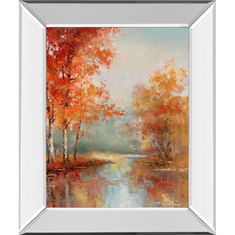 Autumns Grace I By T.C Chiu – Mirror Framed Print Wall Art – Orange