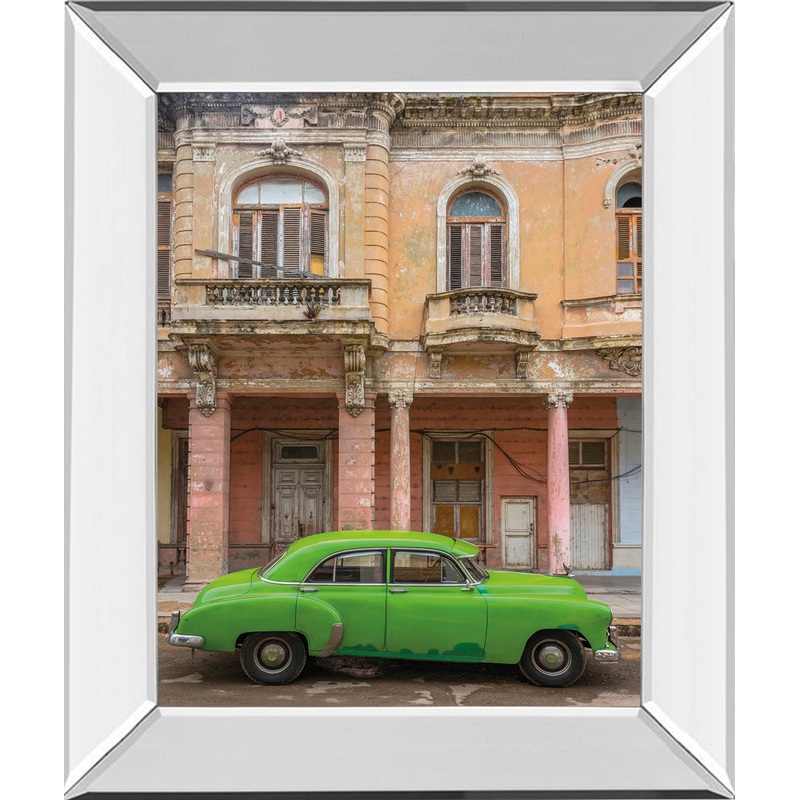 Classic Havana By Alan Copson – Mirror Framed Print Wall Art – Green