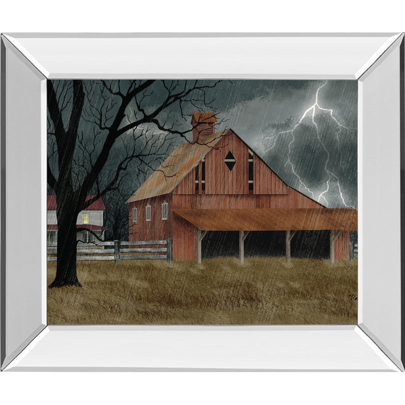 Dark And Stormy Night By Billy Jacobs – Mirror Framed Print Wall Art – Red