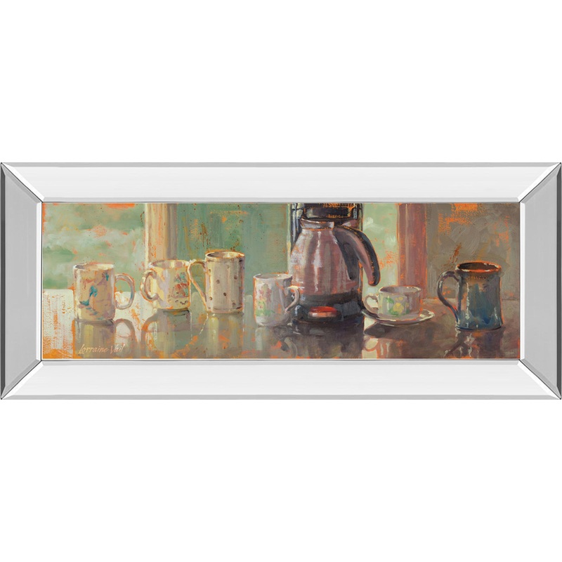 Gathering I By Lorraine Vail – Mirror Framed Print Wall Art – Dark Brown