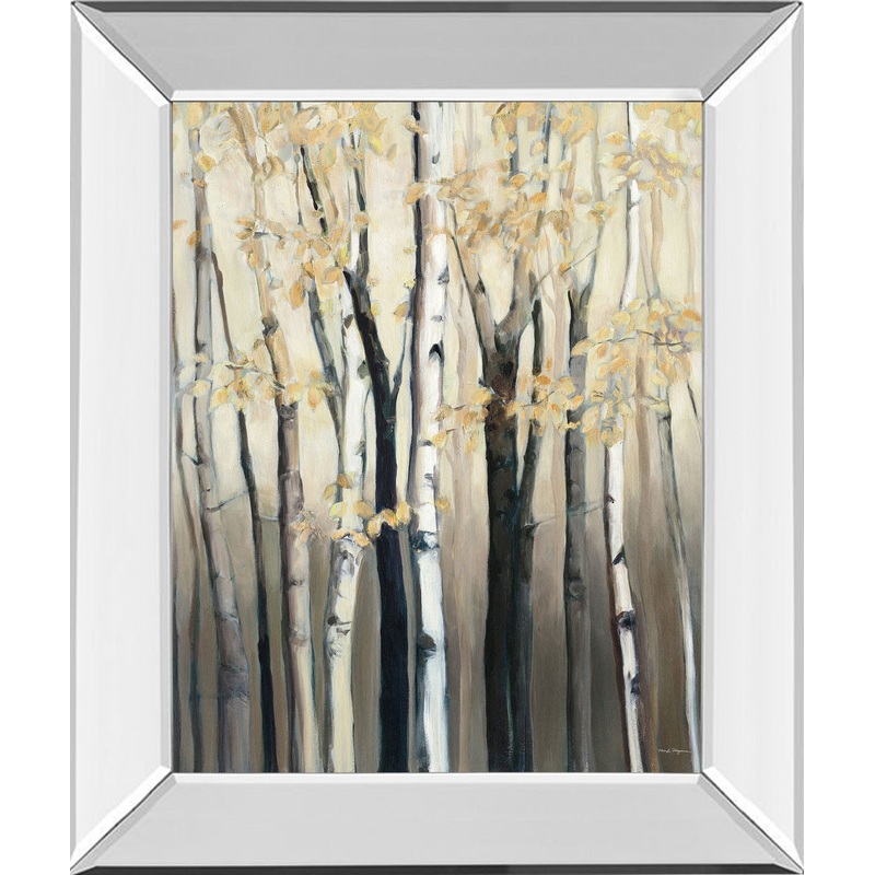 Golden Birch I By Julia Purinton – Mirror Framed Print Wall Art – Dark Gray
