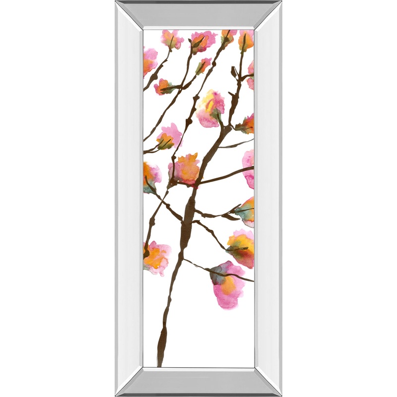 Inky Blossoms Il By Deborah Velasquez – Mirror Framed Print Wall Art – Pink