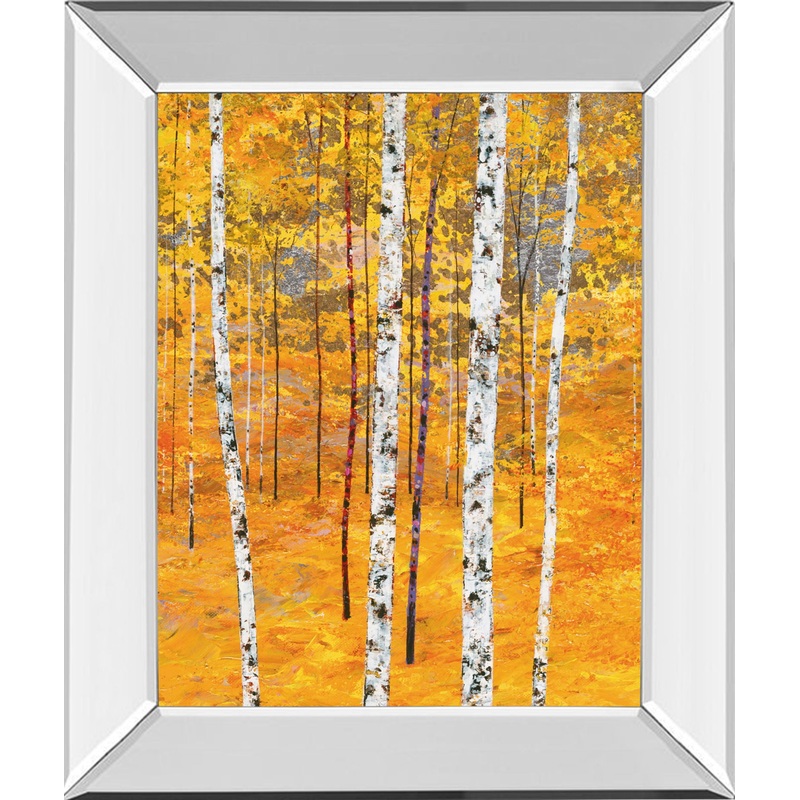 Iridescent Trees IV By Alex Jawdokimov – Mirror Framed Print Wall Art – Yellow