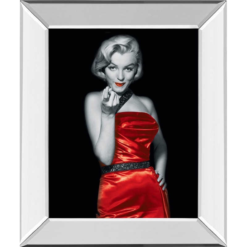Lady In Red 2 By Chelsea Collection – Mirror Framed Print Wall Art – Red