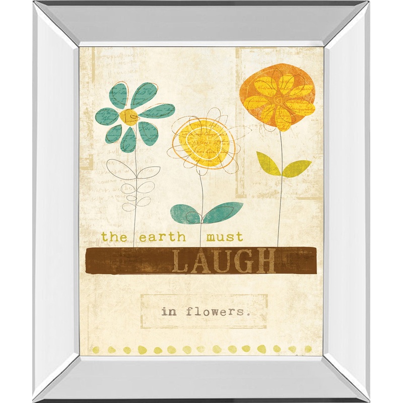 Laugh In Flowers By Mollie B – Mirror Framed Print Wall Art – Orange
