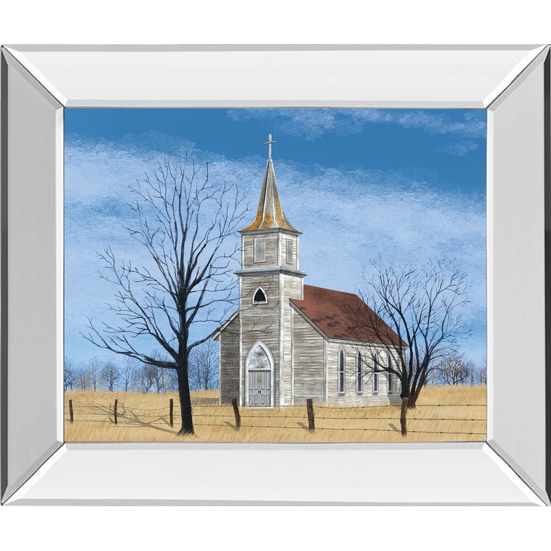 Little House On The Prairie By Billy Jacobs – Mirror Framed Print Wall Art – Blue