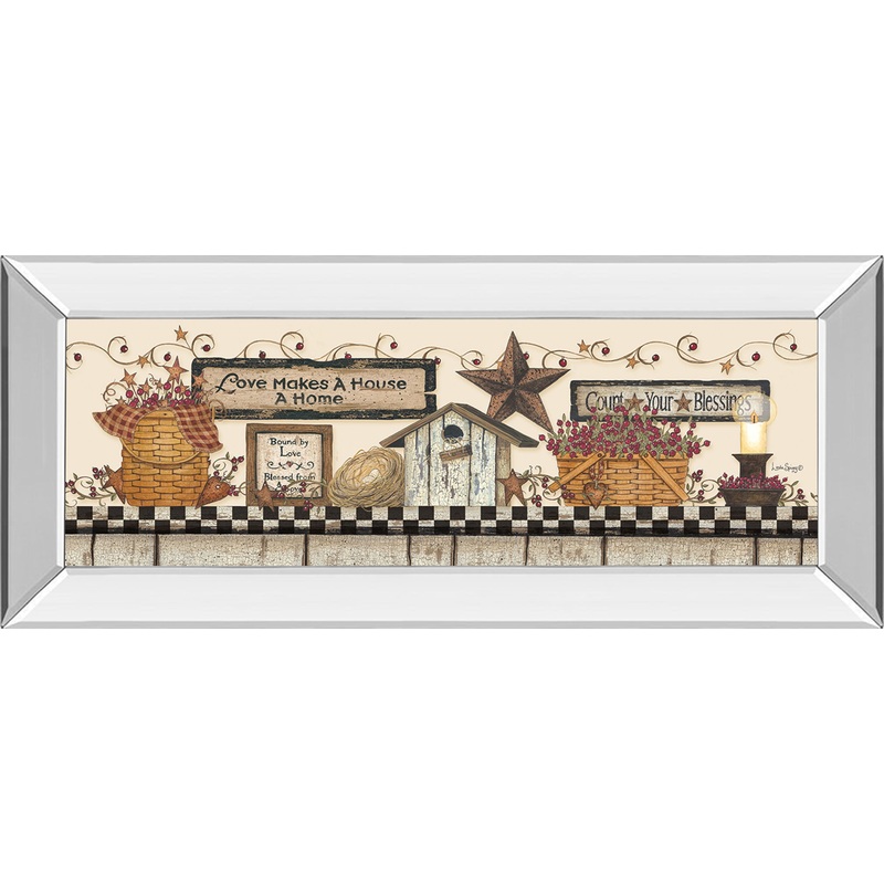 Love Makes A House A Home By Linda Spivey – Mirror Framed Print Wall Art – Beige
