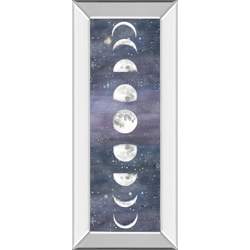 Moon Chart Il By Naomi Mccavitt – Mirror Framed Print Wall Art – Blue