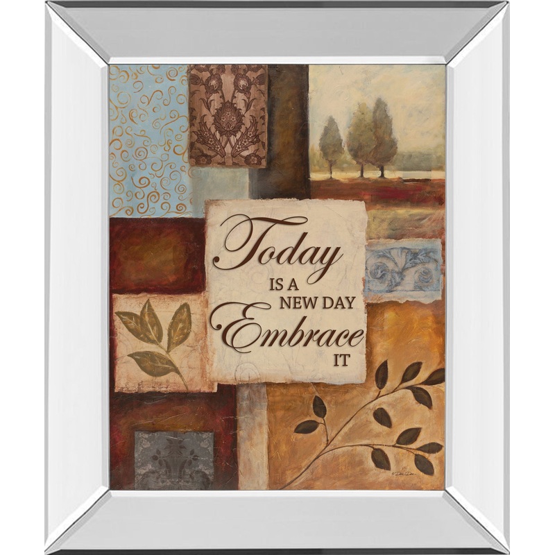 New Day By Dee Dee – Mirror Framed Print Wall Art – Dark Brown