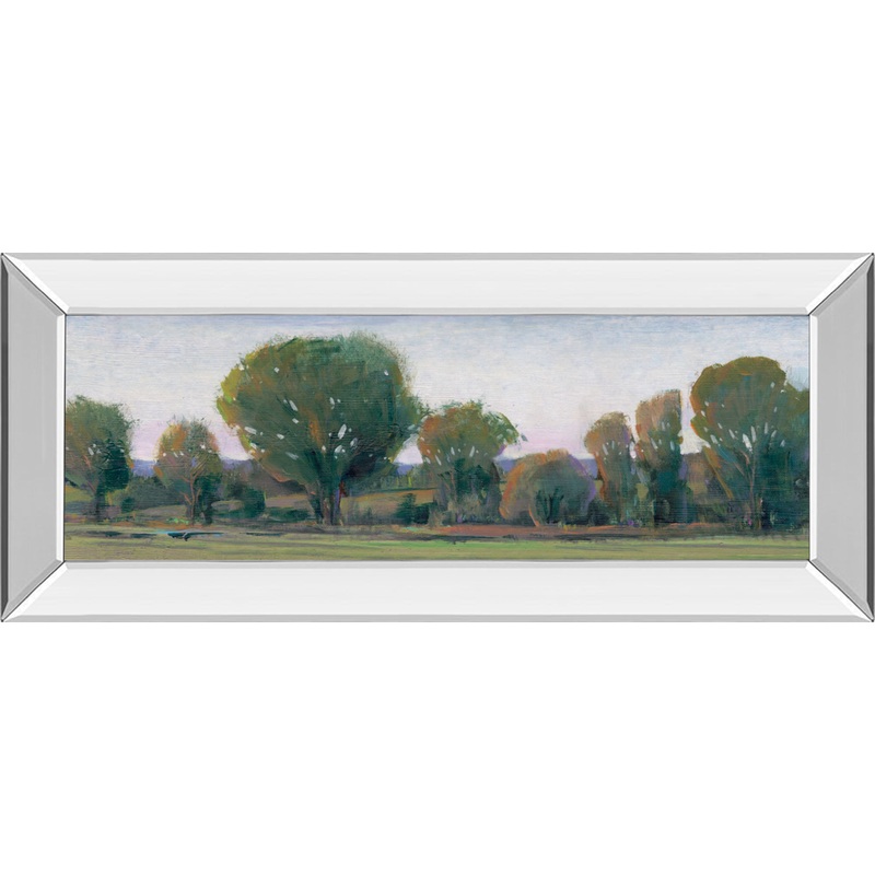 Panoramic Treeline Il By Tim Otoole – Mirror Framed Print Wall Art – Green
