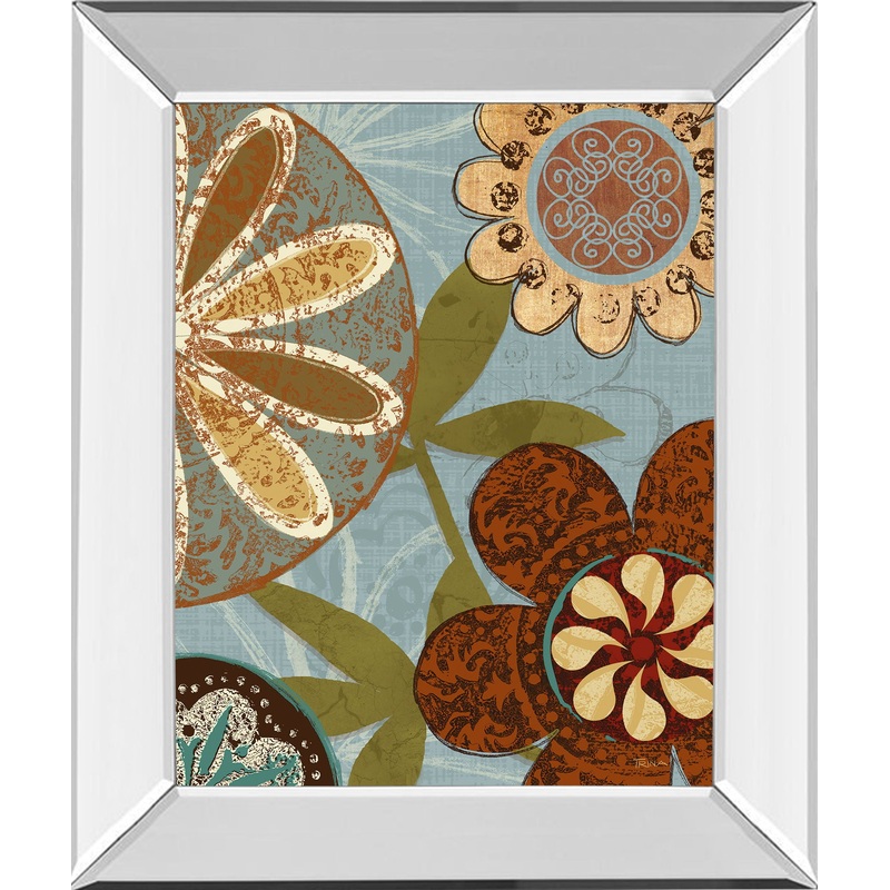 Persian Garden Il By Katrina Craven – Mirror Framed Print Wall Art – Blue